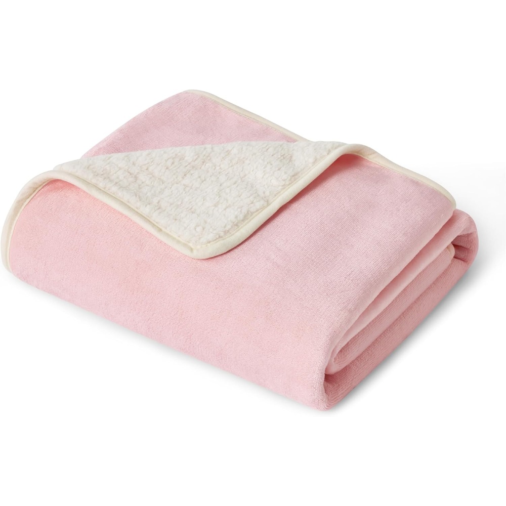 image:imageBedsure Waterproof Dog Blankets for Small Dogs 25X35 Anchor Gray Soft Print Sherpa Fleece Puppy Cat Blanket Washable Cozy Plush Reversible Throw Furniture Protector for Pet Kitten DoggyAzalea Pink