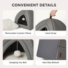 Bedsure 2in1 Cat Beds for Indoor Cats Cave for Kitten with Washable Pillow | 16in, Cat House for Small Pet, Covered Cat Tent, Foldable Hideaway, Fluffy Ball, Anti Slip Bottom, Removable Cushioned ,Beige(Grey)