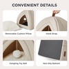 Bedsure 2in1 Cat Beds for Indoor Cats Cave for Kitten with Washable Pillow | 16in, Cat House for Small Pet, Covered Cat Tent, Foldable Hideaway, Fluffy Ball, Anti Slip Bottom, Removable Cushioned ,Beige(Beige)