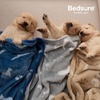 Bedsure Dog Blanket for Small Dogs Puppy, Flannel Fleece, 3-Pack 30×20 | 280GSM Coral Fleece,Machine Washable Fuzzy Pet Blanket with Dog Prints for Crate Cage, Dog Bed,Puppy Essentials,Doggy Gifts(Happy Pups)