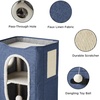 Bedsure Extra Wide Cat House Bed with Fluffy Ball and Scratch Pad,Grey | 23.6×16.9×13 in,Indoor Cat Cave for Multiple Pets, Foldable Cat Hideway Cube for Sleeping Large Cat and Kitten(Blue)