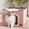 Bedsure Extra Wide Cat House Bed with Fluffy Ball and Scratch Pad,Grey | 23.6×16.9×13 in,Indoor Cat Cave for Multiple Pets, Foldable Cat Hideway Cube for Sleeping Large Cat and Kitten(Pink)