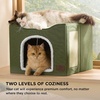 Bedsure Extra Wide Cat House Bed with Fluffy Ball and Scratch Pad,Grey | 23.6×16.9×13 in,Indoor Cat Cave for Multiple Pets, Foldable Cat Hideway Cube for Sleeping Large Cat and Kitten(Loden Green)
