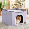 Bedsure Extra Wide Cat House Bed with Fluffy Ball and Scratch Pad,Grey | 23.6×16.9×13 in,Indoor Cat Cave for Multiple Pets, Foldable Cat Hideway Cube for Sleeping Large Cat and Kitten(Cloud Purple)
