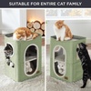 Bedsure Extra Wide Cat House Bed with Fluffy Ball and Scratch Pad,Grey | 23.6×16.9×13 in,Indoor Cat Cave for Multiple Pets, Foldable Cat Hideway Cube for Sleeping Large Cat and Kitten(Green)