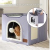 Bedsure Extra Wide Cat House Bed with Fluffy Ball and Scratch Pad,Grey | 23.6×16.9×13 in,Indoor Cat Cave for Multiple Pets, Foldable Cat Hideway Cube for Sleeping Large Cat and Kitten(Cloud Purple)