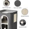 Bedsure Extra Wide Cat House Bed with Fluffy Ball and Scratch Pad,Grey | 23.6×16.9×13 in,Indoor Cat Cave for Multiple Pets, Foldable Cat Hideway Cube for Sleeping Large Cat and Kitten(Dark Grey)
