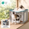 Bedsure Extra Wide Cat House Bed with Fluffy Ball and Scratch Pad,Grey | 23.6×16.9×13 in,Indoor Cat Cave for Multiple Pets, Foldable Cat Hideway Cube for Sleeping Large Cat and Kitten(Black)