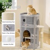 Bedsure Extra Wide Cat House Bed with Fluffy Ball and Scratch Pad,Grey | 23.6×16.9×13 in,Indoor Cat Cave for Multiple Pets, Foldable Cat Hideway Cube for Sleeping Large Cat and Kitten(Grey)