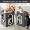 Bedsure Extra Wide Cat House Bed with Fluffy Ball and Scratch Pad,Grey | 23.6×16.9×13 in,Indoor Cat Cave for Multiple Pets, Foldable Cat Hideway Cube for Sleeping Large Cat and Kitten(Dark Grey)