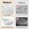 Bedsure Human Dog Bed for Adult, Plush Giant Calming Nest Bed Orthopedic | 71″ Human Size Dog Bed Washable with Storage Pocket, Supportive Bolster, Egg Foam, Non-Slip Bottom, Fluffy Faux Fur, Brown(Frost Grey)