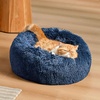 Bedsure Human Dog Bed for Adult, Plush Giant Calming Nest Bed Orthopedic | 71″ Human Size Dog Bed Washable with Storage Pocket, Supportive Bolster, Egg Foam, Non-Slip Bottom, Fluffy Faux Fur, Brown(Navy)