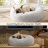 Bedsure Human Dog Bed for Adult, Plush Giant Calming Nest Bed Orthopedic | 71″ Human Size Dog Bed Washable with Storage Pocket, Supportive Bolster, Egg Foam, Non-Slip Bottom, Fluffy Faux Fur, Brown(Frost Grey)