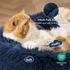 Bedsure Human Dog Bed for Adult, Plush Giant Calming Nest Bed Orthopedic | 71″ Human Size Dog Bed Washable with Storage Pocket, Supportive Bolster, Egg Foam, Non-Slip Bottom, Fluffy Faux Fur, Brown(Navy)