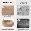 Bedsure Human Dog Bed for Adult, Plush Giant Calming Nest Bed Orthopedic | 71″ Human Size Dog Bed Washable with Storage Pocket, Supportive Bolster, Egg Foam, Non-Slip Bottom, Fluffy Faux Fur, Brown(Cream)