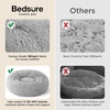 Bedsure Human Dog Bed for Adult, Plush Giant Calming Nest Bed Orthopedic | 71″ Human Size Dog Bed Washable with Storage Pocket, Supportive Bolster, Egg Foam, Non-Slip Bottom, Fluffy Faux Fur, Brown(Pale Grey)