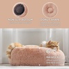 Bedsure Human Dog Bed for Adult, Plush Giant Calming Nest Bed Orthopedic | 71″ Human Size Dog Bed Washable with Storage Pocket, Supportive Bolster, Egg Foam, Non-Slip Bottom, Fluffy Faux Fur, Brown(Pink)