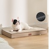 Bedsure Memory Foam XL Dog Bed, Orthopedic Crate Pads, 41×29 | Dual-layer Foam Mat for Optimal Support,Comfy Plush Flannel Fleece Pet Pillow , Removable Washable Cover, Nonslip Bottom，Grey(Khaki)