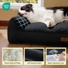 Bedsure SupportMax™ Extra Thick Orthopedic Dog Bed Medium Size Dog | 35″ Premium Supportive Couch for Senior Dogs, Water-resistant Removable Washable Cover, Comfy Pet Sofa with Sherpa, Grey(Black)