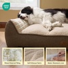 Bedsure SupportMax™ Extra Thick Orthopedic Dog Bed Medium Size Dog | 35″ Premium Supportive Couch for Senior Dogs, Water-resistant Removable Washable Cover, Comfy Pet Sofa with Sherpa, Grey(Brown)