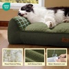 Bedsure SupportMax™ Extra Thick Orthopedic Dog Bed Medium Size Dog | 35″ Premium Supportive Couch for Senior Dogs, Water-resistant Removable Washable Cover, Comfy Pet Sofa with Sherpa, Grey(Dark Green)