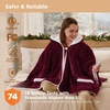 Bedsure Wearable Heated Blanket with Foot Pocket & Sleeves, 50×71+18″, Pink | Preheat Function, Sherpa Electric Robe Throw, Gifts for Women, 6 Heat/6 Timer (Up to 10H) Settings, 8H Auto Shut Off, ETL/FCC(04 – Burgundy)