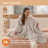 Bedsure Wearable Heated Blanket with Foot Pocket & Sleeves, 50×71+18″, Pink | Preheat Function, Sherpa Electric Robe Throw, Gifts for Women, 6 Heat/6 Timer (Up to 10H) Settings, 8H Auto Shut Off, ETL/FCC(03 – Cream)