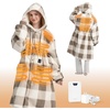 Bedsure Cordless Heated Wearable Blanket Hoodie – Faux Cashmere Electric Blanket with 20000mAh Battery Pack, Portable USB Heated Throw, Gifts for Women, 4 Heat Levels & 4 Timers, 22″x43″, Brown Plaid