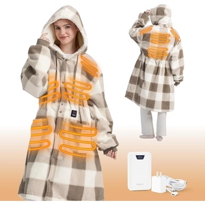 Bedsure Cordless Heated Wearable Blanket Hoodie – Faux Cashmere Electric Blanket with 20000mAh Battery Pack, Portable USB Heated Throw, Gifts for Women, 4 Heat Levels & 4 Timers, 22″x43″, Brown Plaid
