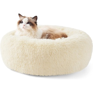 Bedsure Human Dog Bed for Adult, Plush Giant Calming Nest Bed Orthopedic | 71″ Human Size Dog Bed Washable with Storage Pocket, Supportive Bolster, Egg Foam, Non-Slip Bottom, Fluffy Faux Fur, Brown(Ivory Beige)