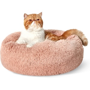 Bedsure Human Dog Bed for Adult, Plush Giant Calming Nest Bed Orthopedic | 71″ Human Size Dog Bed Washable with Storage Pocket, Supportive Bolster, Egg Foam, Non-Slip Bottom, Fluffy Faux Fur, Brown(Pink)