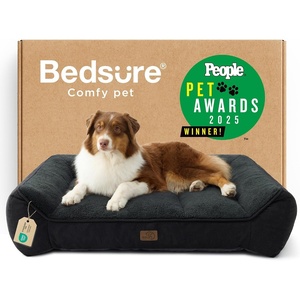 Bedsure SupportMax™ Extra Thick Orthopedic Dog Bed Medium Size Dog | 35″ Premium Supportive Couch for Senior Dogs, Water-resistant Removable Washable Cover, Comfy Pet Sofa with Sherpa, Grey(Black)