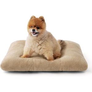 Bedsure Washable XL Dog Bed for Crate, Comfort Fluffy Pet Pillow, 41×27 | Plush Kennel Pad, Ultra Soft PP Cotton, Non-Slip Bottom, Machine Washable Pet Sleeping Mat, Dark Gray(Brown)