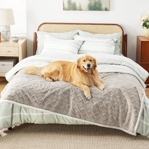Bedsure Waterproof Dog Blankets for Bed – Pet Blanket for Bed Couch Protector Washable, Jacquard Coral Fleece Cat Throw Blanket, Soft Plush Reversible Furniture Protection, Queen, 86×90, Pale Oak(Pale Oak)