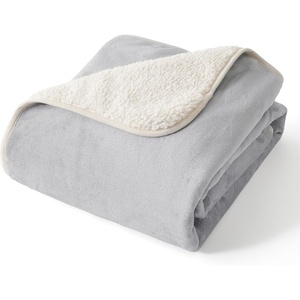 Bedsure Waterproof Dog Blankets for Large Dogs Sherpa Fleece Throw, 40X50 | Washable Soft Plush Pet Cat Blanket for Couch Cover, Reversible Cozy Calming Furniture Protector Warm for Senior Dogs,Grey(Light Grey)