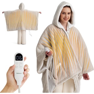 Bedsure Wearable Heated Blanket with Foot Pocket & Sleeves, 50×71+18″, Pink | Preheat Function, Sherpa Electric Robe Throw, Gifts for Women, 6 Heat/6 Timer (Up to 10H) Settings, 8H Auto Shut Off, ETL/FCC(03 – Cream)