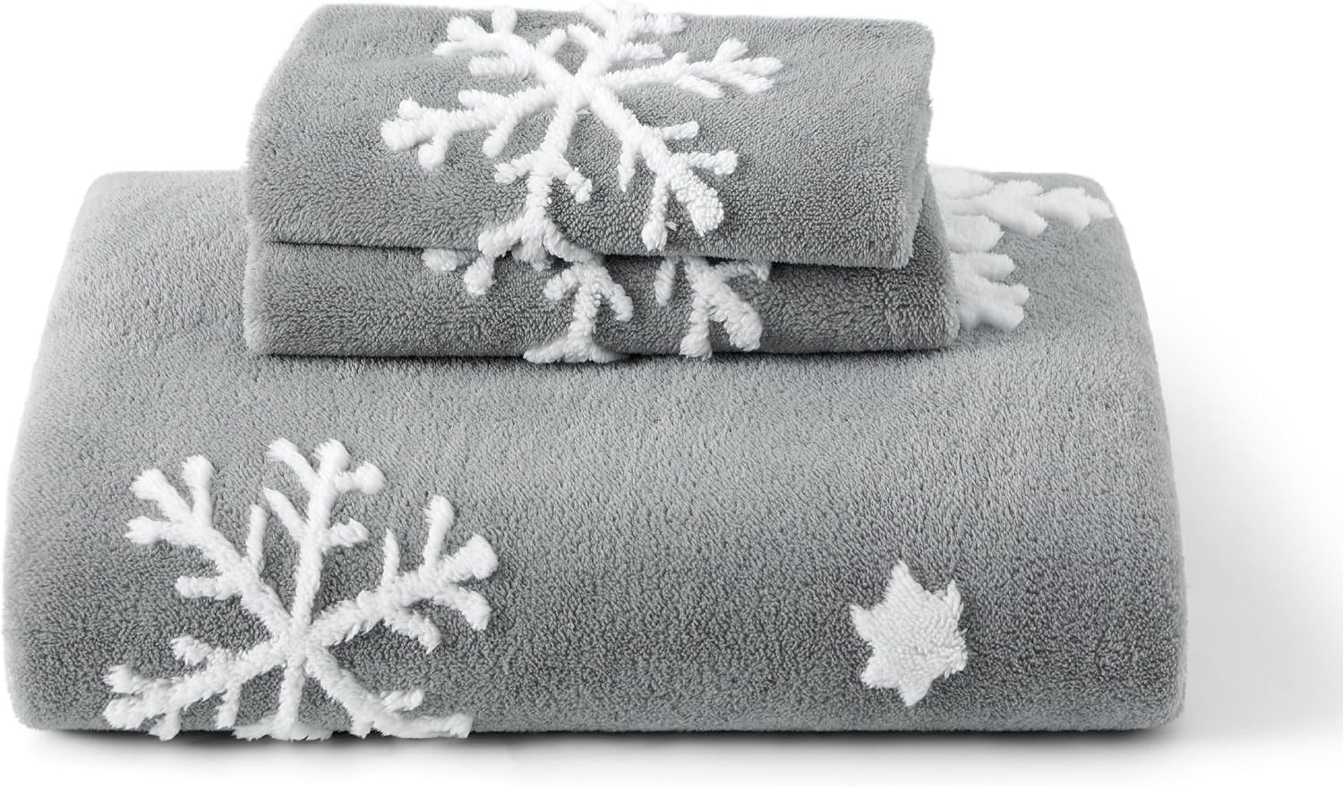 image:imageBedsure Fluffy Duvet Cover Set Ultra Soft Plush Shaggy Comforter Cover Queen Size Warm Flannel Fleece Bed Sets for Winter 3 Pieces Snowflake Pattern Grey05 Grey Snowflake No Comforter