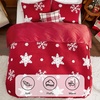Bedsure Fluffy Duvet Cover Set – Ultra Soft Plush Shaggy Comforter Cover Queen Size, Warm Flannel Fleece Bed Sets for Winter, 3 Pieces, Snowflake Pattern, Grey(06 – Red Snowflake (No Comforter))