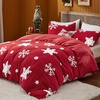 Bedsure Fluffy Duvet Cover Set – Ultra Soft Plush Shaggy Comforter Cover Queen Size, Warm Flannel Fleece Bed Sets for Winter, 3 Pieces, Snowflake Pattern, Grey(06 – Red Snowflake (No Comforter))