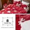 Bedsure Fluffy Duvet Cover Set – Ultra Soft Plush Shaggy Comforter Cover Queen Size, Warm Flannel Fleece Bed Sets for Winter, 3 Pieces, Snowflake Pattern, Grey(06 – Red Snowflake (No Comforter))