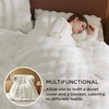 Bedsure Fluffy Duvet Cover Set – Ultra Soft Plush Shaggy Comforter Cover Queen Size, Warm Flannel Fleece Bed Sets for Winter, 3 Pieces, Snowflake Pattern, Grey(04 – Coconut White (No Comforter))
