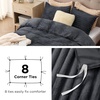 Bedsure Fluffy Duvet Cover Set – Ultra Soft Plush Shaggy Comforter Cover Queen Size, Warm Flannel Fleece Bed Sets for Winter, 3 Pieces (Striped Pattern, Forest Green)(04 – Dark Grey (No Comforter))