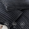 Bedsure Fluffy Duvet Cover Set – Ultra Soft Plush Shaggy Comforter Cover Queen Size, Warm Flannel Fleece Bed Sets for Winter, 3 Pieces (Striped Pattern, Forest Green)(04 – Dark Grey (No Comforter))