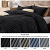 Bedsure Fluffy Duvet Cover Set – Ultra Soft Plush Shaggy Comforter Cover Queen Size, Warm Flannel Fleece Bed Sets for Winter, 3 Pieces (Striped Pattern, Forest Green)(05 – Black (No Comforter))