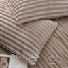 Bedsure Fluffy Duvet Cover Set – Ultra Soft Plush Shaggy Comforter Cover Queen Size, Warm Flannel Fleece Bed Sets for Winter, 3 Pieces (Striped Pattern, Forest Green)(06 – Khaki (No Comforter))