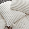 Bedsure Fluffy Duvet Cover Set – Ultra Soft Plush Shaggy Comforter Cover Queen Size, Warm Flannel Fleece Bed Sets for Winter, 3 Pieces (Striped Pattern, Forest Green)(01 – Coconut White (No Comforter))