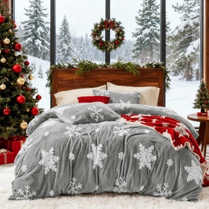 Bedsure Fluffy Duvet Cover Set – Ultra Soft Plush Shaggy Comforter Cover Queen Size, Warm Flannel Fleece Bed Sets for Winter, 3 Pieces, Snowflake Pattern, Grey(05 – Grey Snowflake (No Comforter))