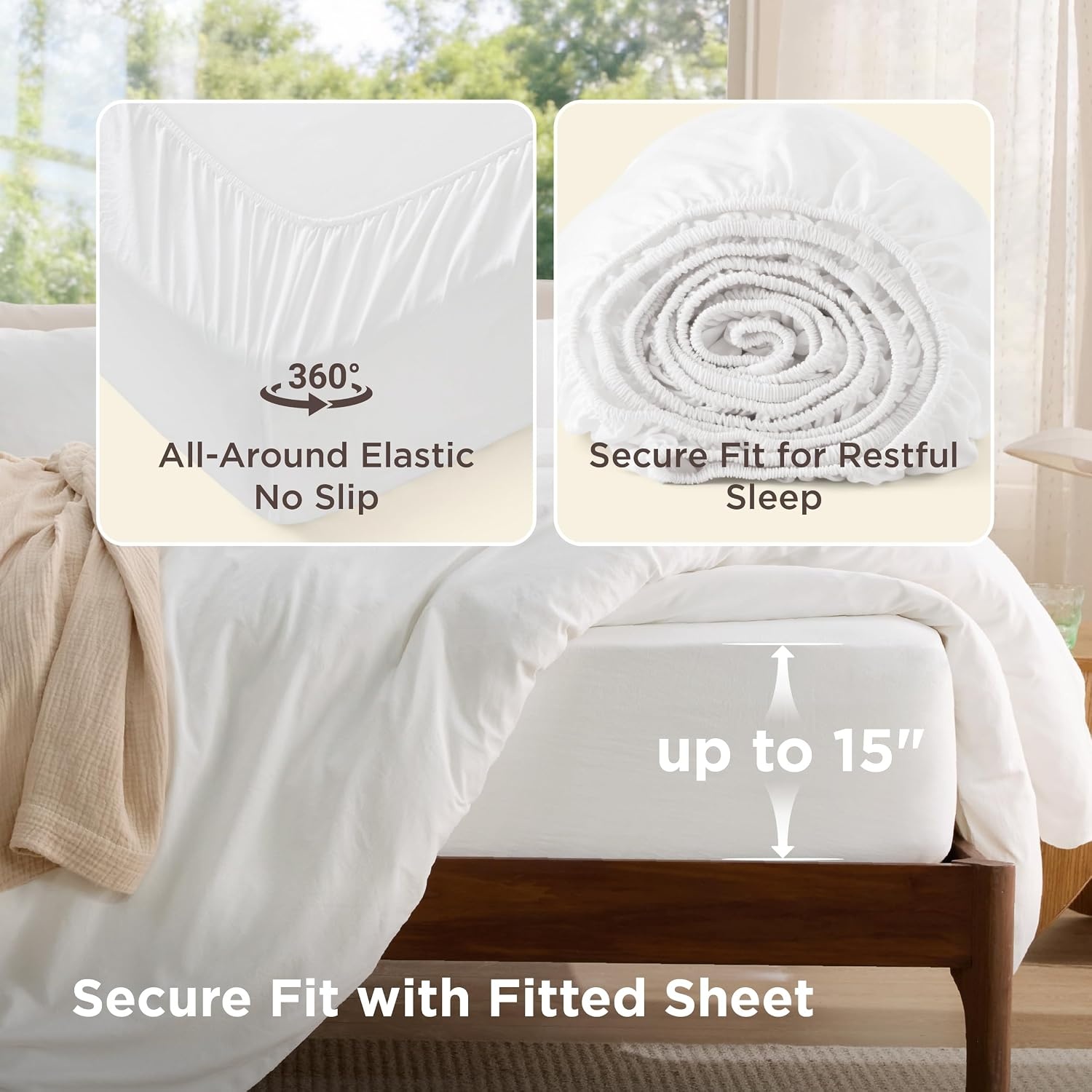 image:imageBedsure Tan Gingham Ruffle Duvet Cover SetVintage Farmhouse Bedding Queen00 White No Comforter
