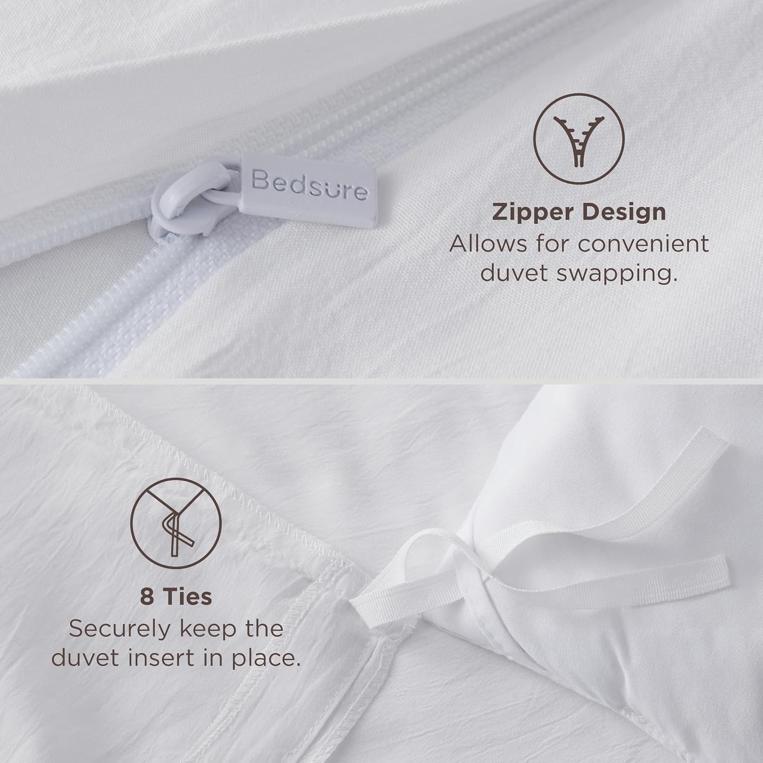 image:imageBedsure Tan Gingham Ruffle Duvet Cover SetVintage Farmhouse Bedding Queen00 White No Comforter