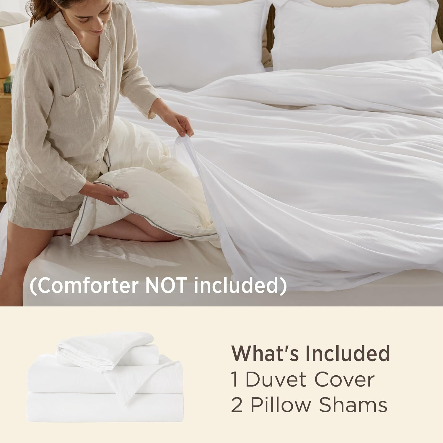 image:imageBedsure Tan Gingham Ruffle Duvet Cover SetVintage Farmhouse Bedding Queen00 White No Comforter